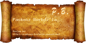 Paskesz Borbála névjegykártya